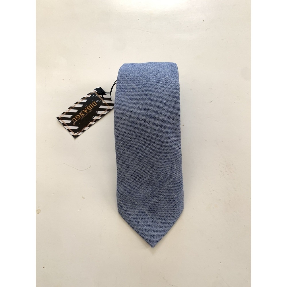 DiBanGu Men's Light Blue Solid Textured 100% Silk Necktie 3" NWT